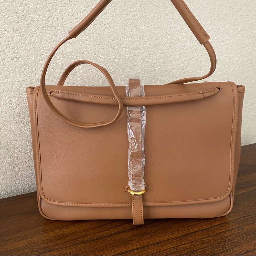 Golden Brown Belted Convertible Classic Shoulder Crossbody Bag Purse - Picture 14 of 14